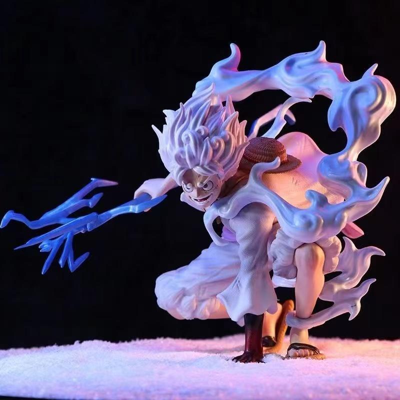 19cm One Piece Anime Figure Squatting Position Sun God Nika Luffy Statue Battle Figure Model Toy Decoration Collection Doll Gift