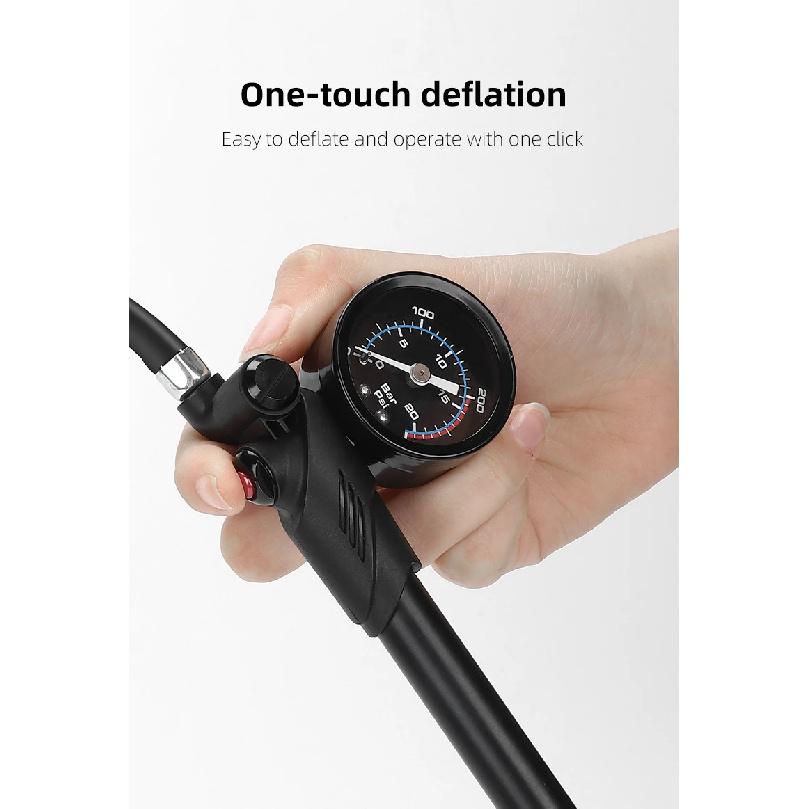 WEST BIKING Portable High-pressure 300psi Bike Air Pump with Gauge for Fork & Rear Suspension Shock Absorber Mountain Bicycle