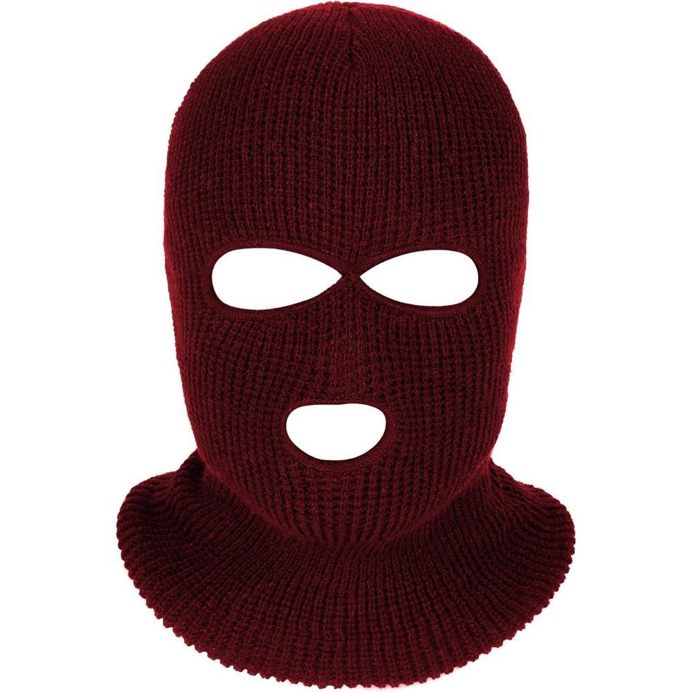 3-Hole Knitted Full Face Cover Ski Mask, Adult Winter Balaclava Warm Knit Full Face Mask for Outdoor Sports