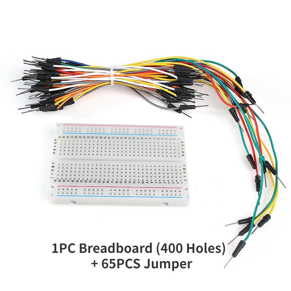 400/750/830Tie solderless breadboard kit,65 U-shaped jumper wires,140pcs electronic wire-Essential for DIY electronic enthusiast