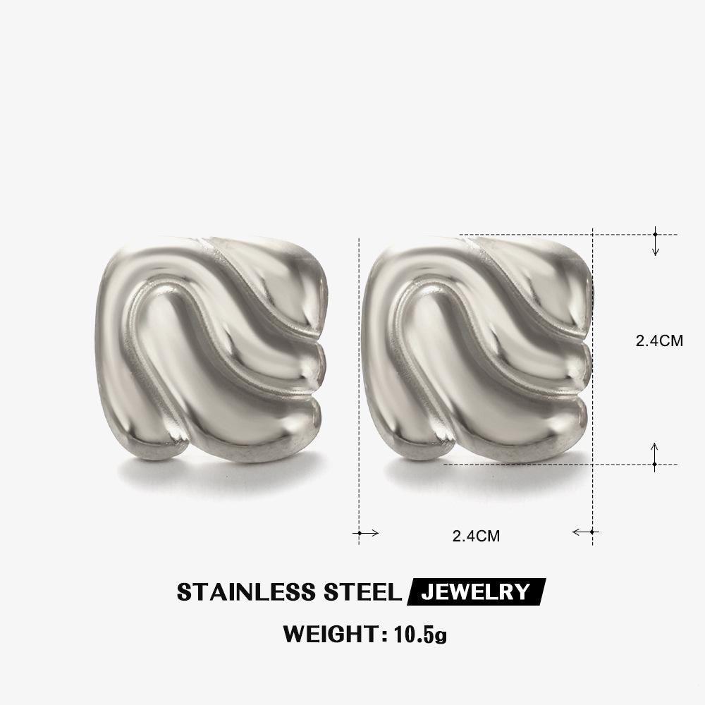 Stainless Steel Double Hoop Dainty Earrings for Women Punk Geometric Block Two Tone Earrings Exquisite Waterproof Jewelry Gift