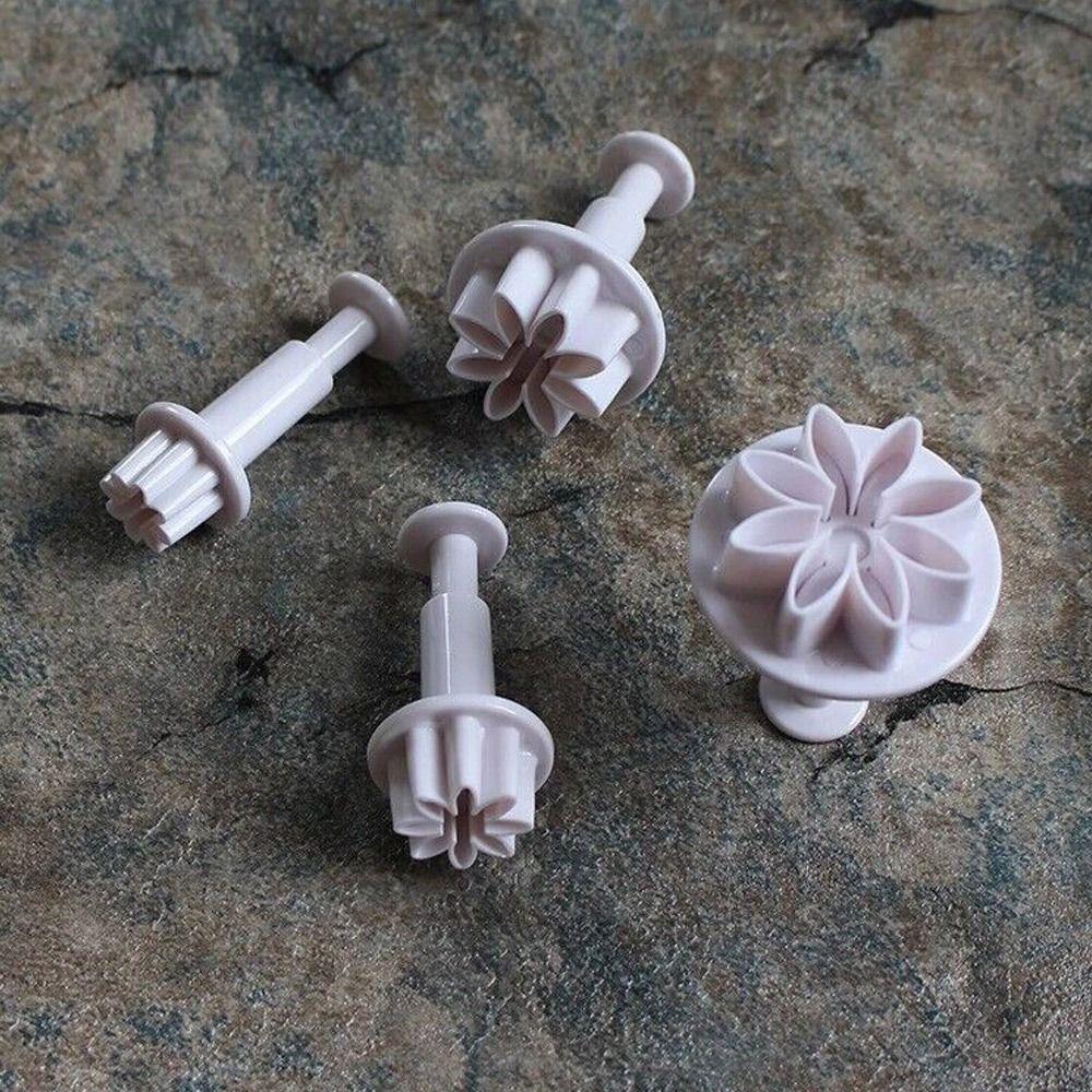 4Pcs Durable Cake Decoration Pastry Cake Cutter Plunger Mould Cookie Mold Fondant Mold