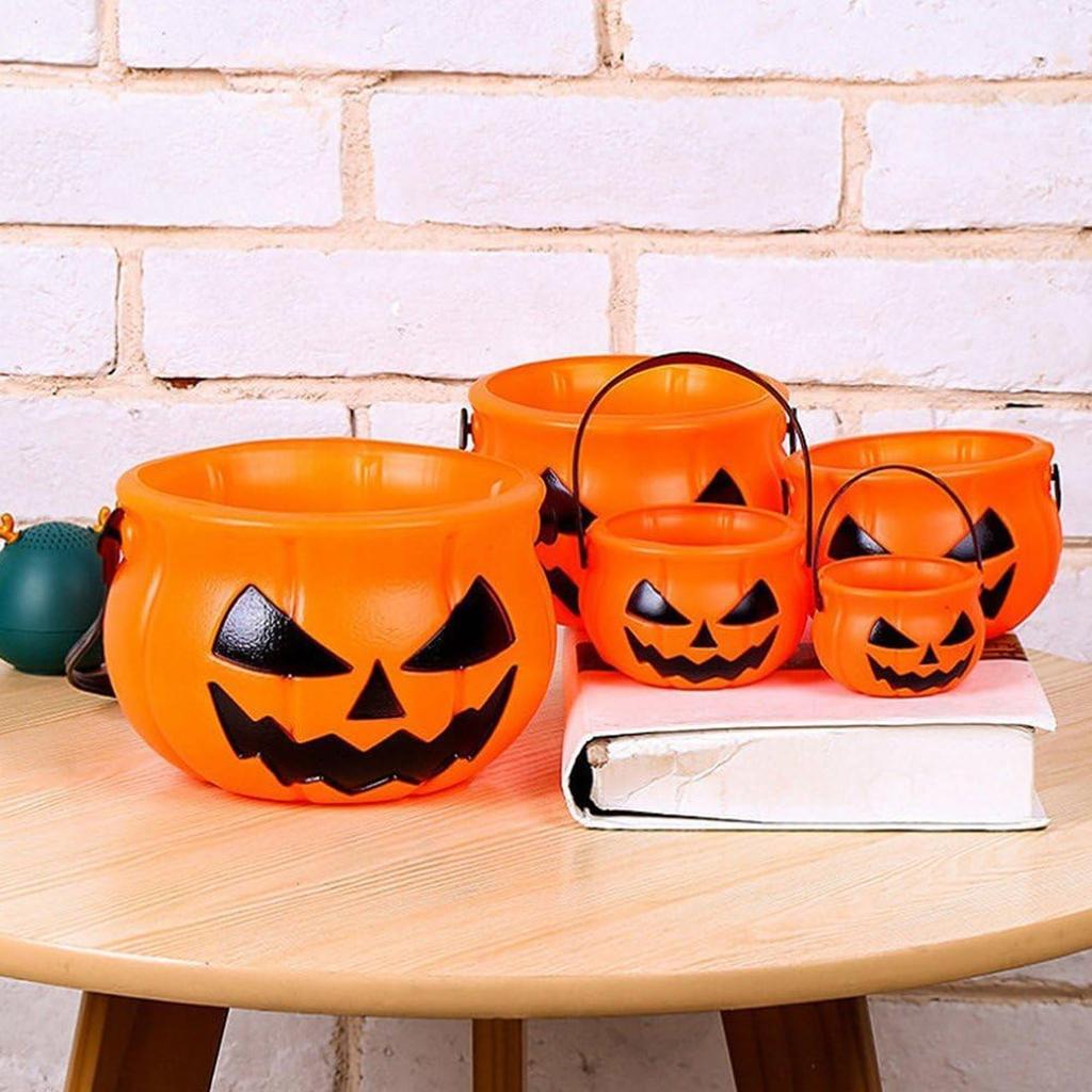 Halloween Pumpkin Bucket Portable Candy Jar With Lid(Five-piece Pumpkin Bucket)