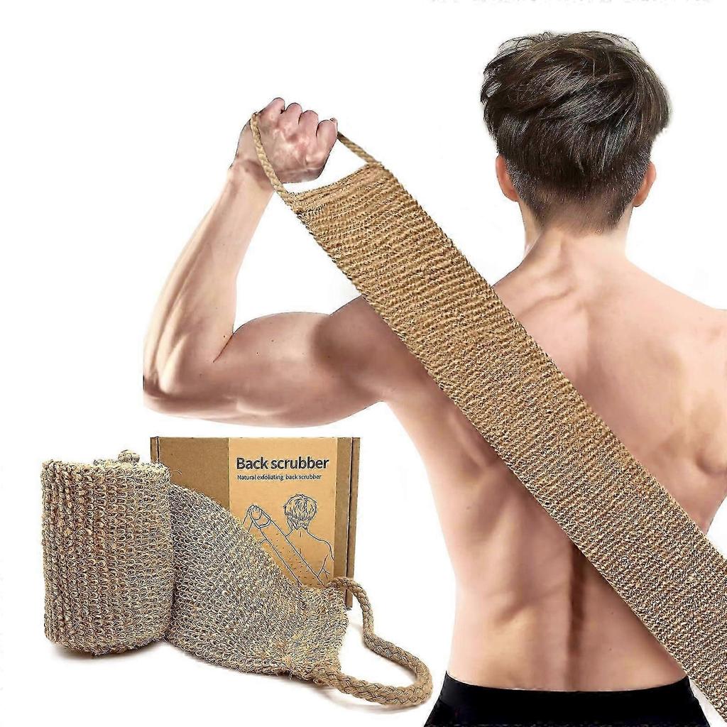 Extra Rough Exfoliating Back Scrubber for Shower with Natural Loofah Strap and Long Reach