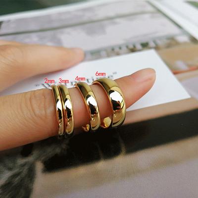Simple 2/4/6mm Stainless Steel Wedding Rings Golden Smooth Women Men Couple Ring Jewelry