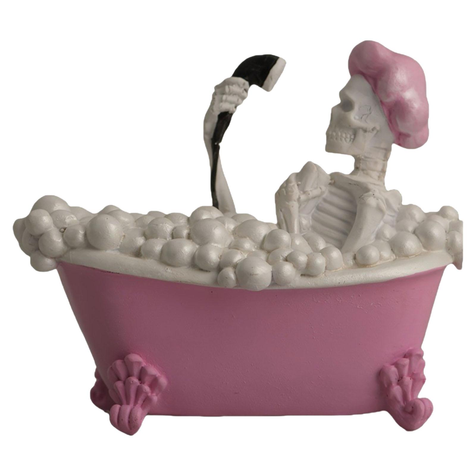 

Artistic Resins Female Skeleton in Bathtub Statue Gothic Home Decors Bathing Skull Sculpture Figurine Desktop Ornament