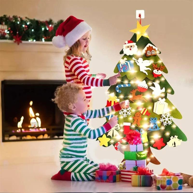DIY Felt Christmas Tree Set With Ornaments Plus For Home Wall Hanging Felt Christmas Craft Kits Xmas Decoration Party Gifts