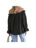 Damen Schulterfrei Bluse Langarm Rüschen Tunika Top Elegant Lässig