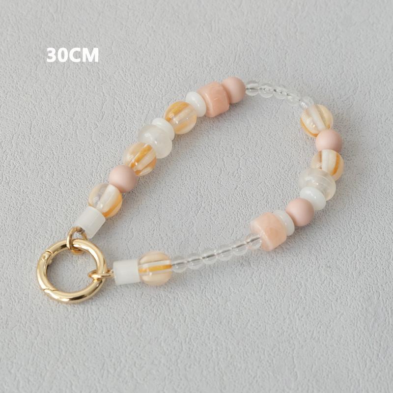 New Phone Accessory Wooden Chain Boutique Beaded Luxury Phone Case Chains Acrylic Handle Lanyard Cell Mobile Patch Charm Strap