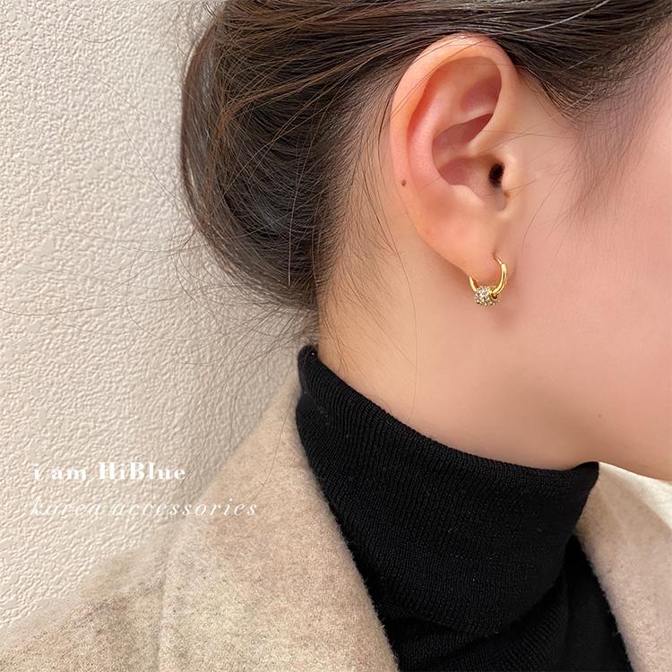 Korea Modeschmuck 14K Echtvergoldet AAA Zirkonia Einfache Runde Creolen Exquisites Kleines Mädchengeschenk Damenohrring