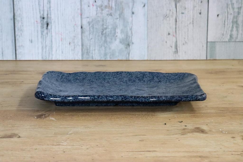 Mino Ware Japanese Cafe Series Small Flower Chirashi Mizukirihama [Ceramic Plates] Indigo Snow, Set of 10 (Size: H2 x W22 x D13cm)