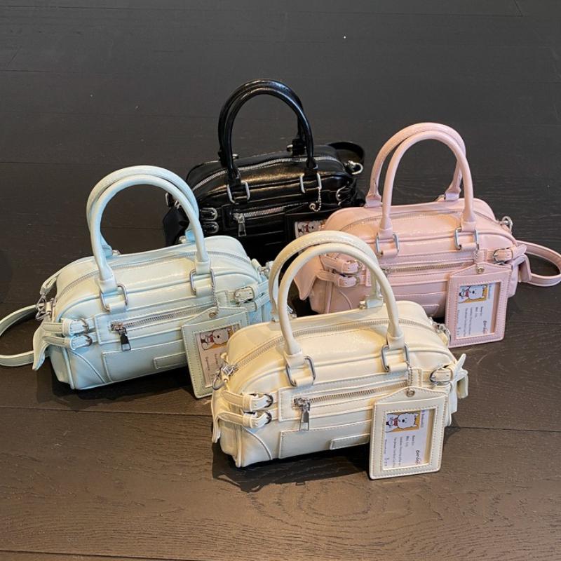 Stylish Design Glossy PU Sqeare Shoulder & Crossbody Bags Solid Zipper  Trendy Designer Style Handbags for Women