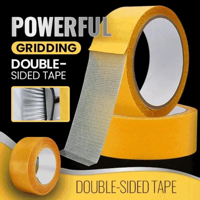 1Roll 20M Double Sided Tape High Viscosity Grid Fiber Transparent Double Sided Tape Sticky Adhesive Fiber Mesh Tape