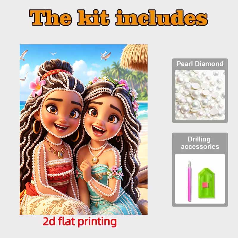 Disney Pearl Art Painting Moana Handmade diy5D Pearl Gem Painting Pictures Crafts Special Shape Home Wall Decoration