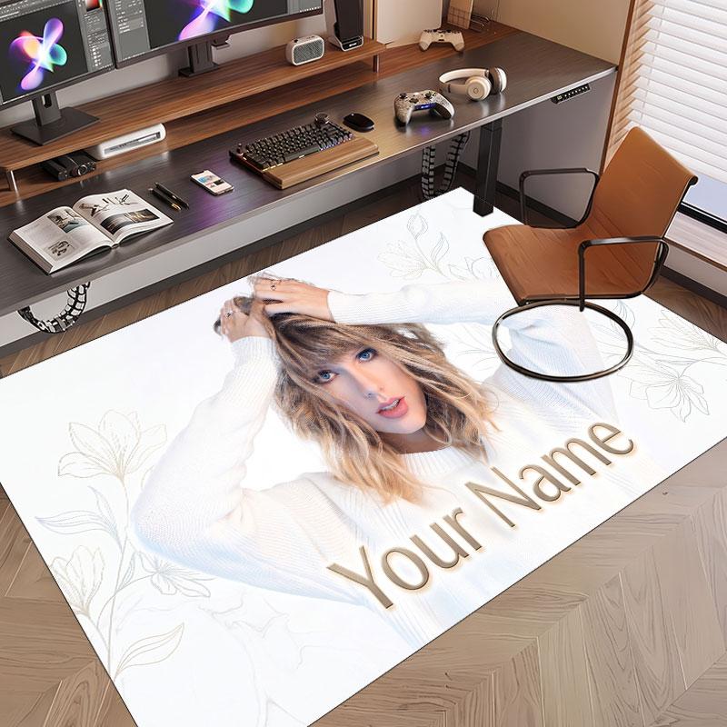 Benutzerdefinierter Kristall-Samt-Teppich mit Namen, Taylor Swift Bequinte Anti-Rutsch-Fußmatte für die Raumdekoration