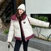 Hooded patchwork cotton jacket 2025 winter new down cotton loose plus-size women's coat cotton coat women's coat