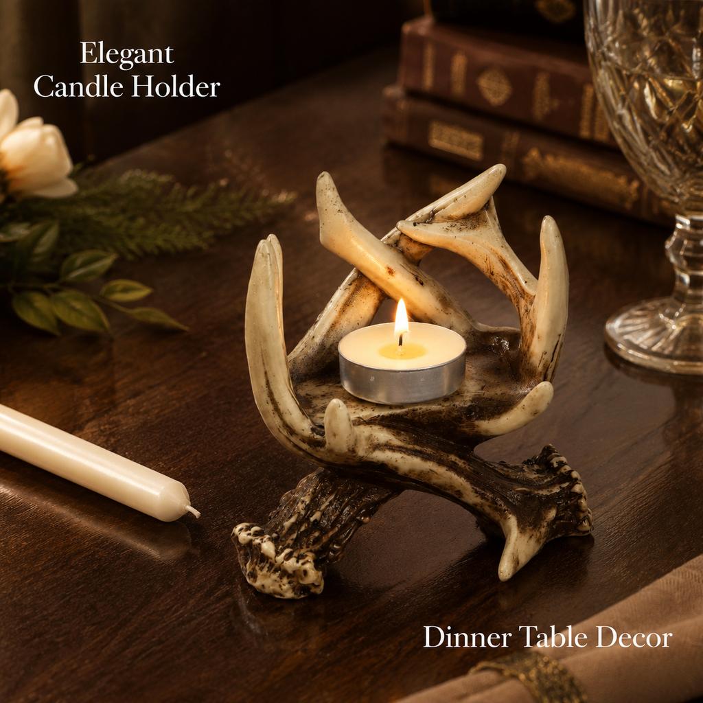 Metal Candle Holder for Dining Table Homeowners Rustic Deer Antler Taper Stand Vintage Centerpiece Christmas Wedding Decor