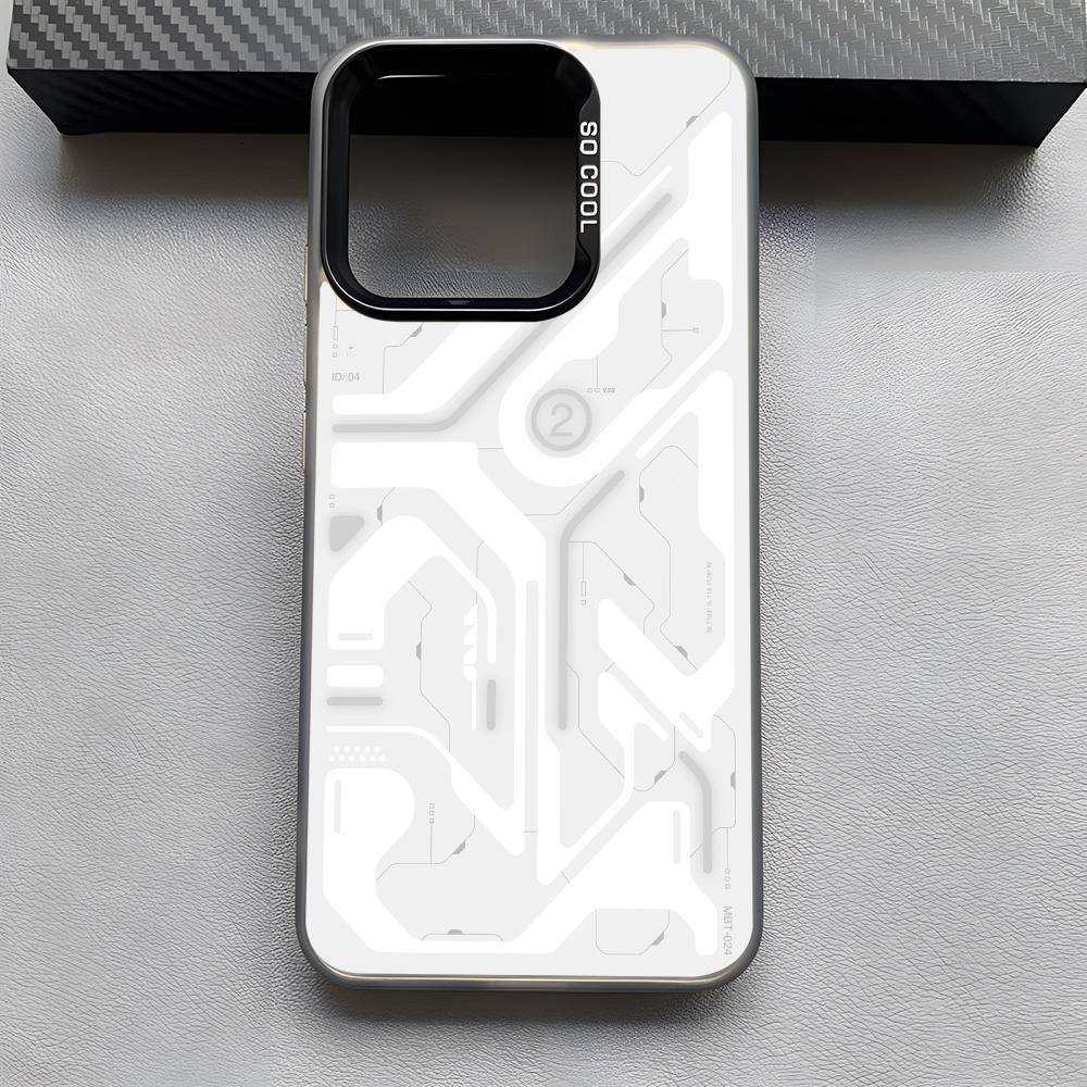Cool Mech Mechanical Cyber Phone Case For iPhone 16 15 14 13 12 11 Pro Max Grey Black Matte Laser Metallic Aurora Funda