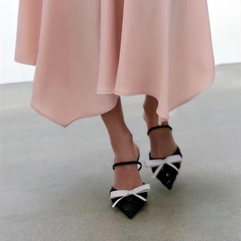 Fashion Novelty Designer Shoes Metal Bling Decoration Women Pumps Sexy Pointed Toe Slingbacks Heeled Sandals Elegant Party Dress Shoes