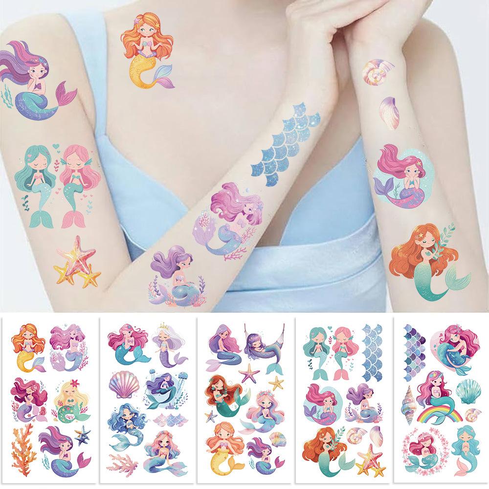 New Cartoon Mermaid Series Tattoo Stickers Waterproof Party Party Gift Funny DIY Fun Face
