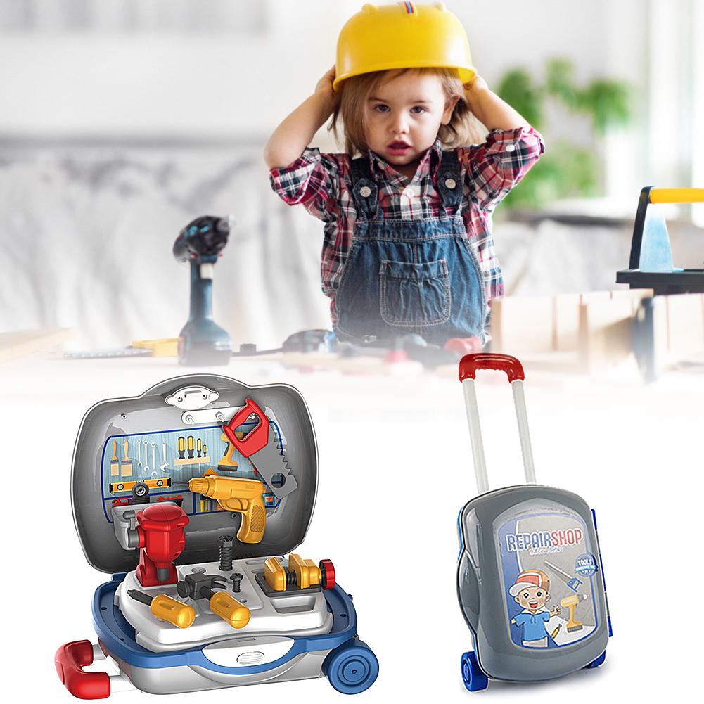 Kit de caja de herramientas para niños, juguetes educativos, herramientas de reparación de simulación, taladro, juego de plástico, aprendizaje, ingeniería, juegos de simulación, juguetes para niños