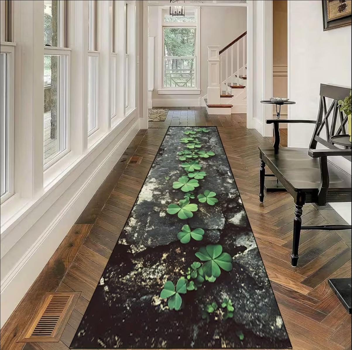 

Kitchen Runner Rug Stained Glass Leaf Vein Pattern Carpet Non-Slip Oil-Resistant Easy To Clean Hallway Entryway Home Decor Mat 40X120CM
