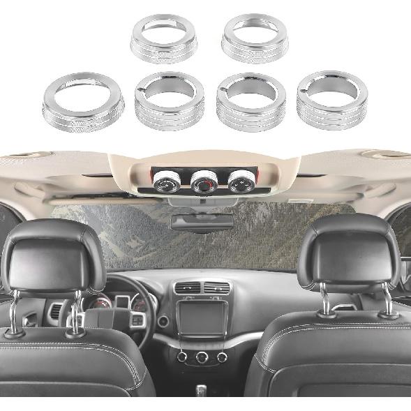 RT-TCZ Pokrywa Gałki Przełącznika Klimatyzacji i Audio na Konsoli Środkowej, Element Wykończeniowy, Akcesoria Wnętrza do Dodge Journey 2013-2020, 6 SZTUK (Czerwony)