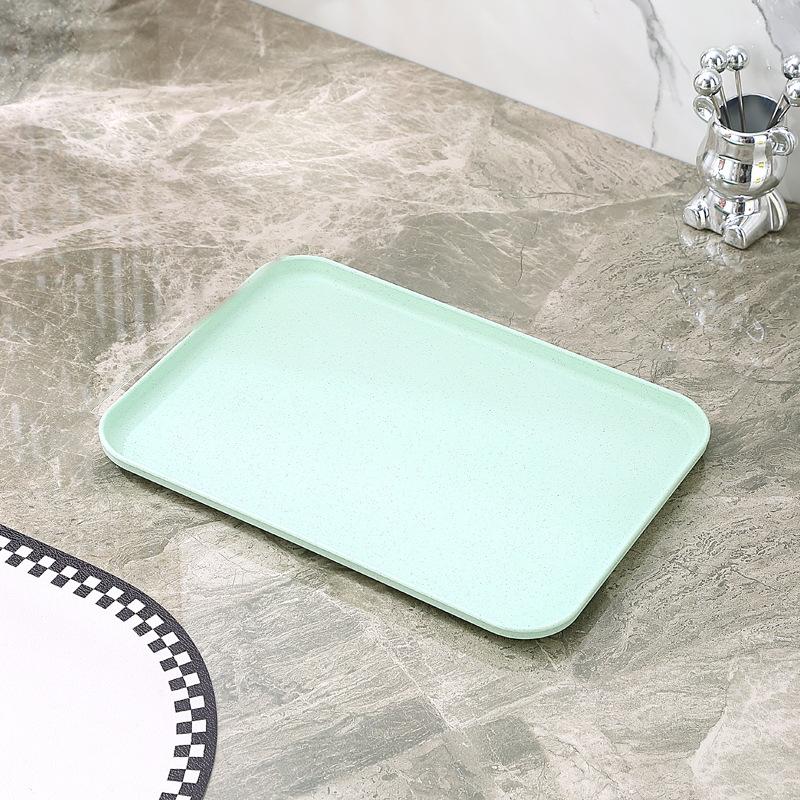 Wheat Straw Fruit Salad Tray Rectangular Dessert Fruit Tray Tea Set Barbecue Fried Skewers Large Capacity Tray