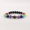 7 Chakra Lava Stone Bracelet, Natural Gemstone Beaded Bracelet, Yoga Meditation Reiki Jewelry, Unisex Gift for Men Women DB-6