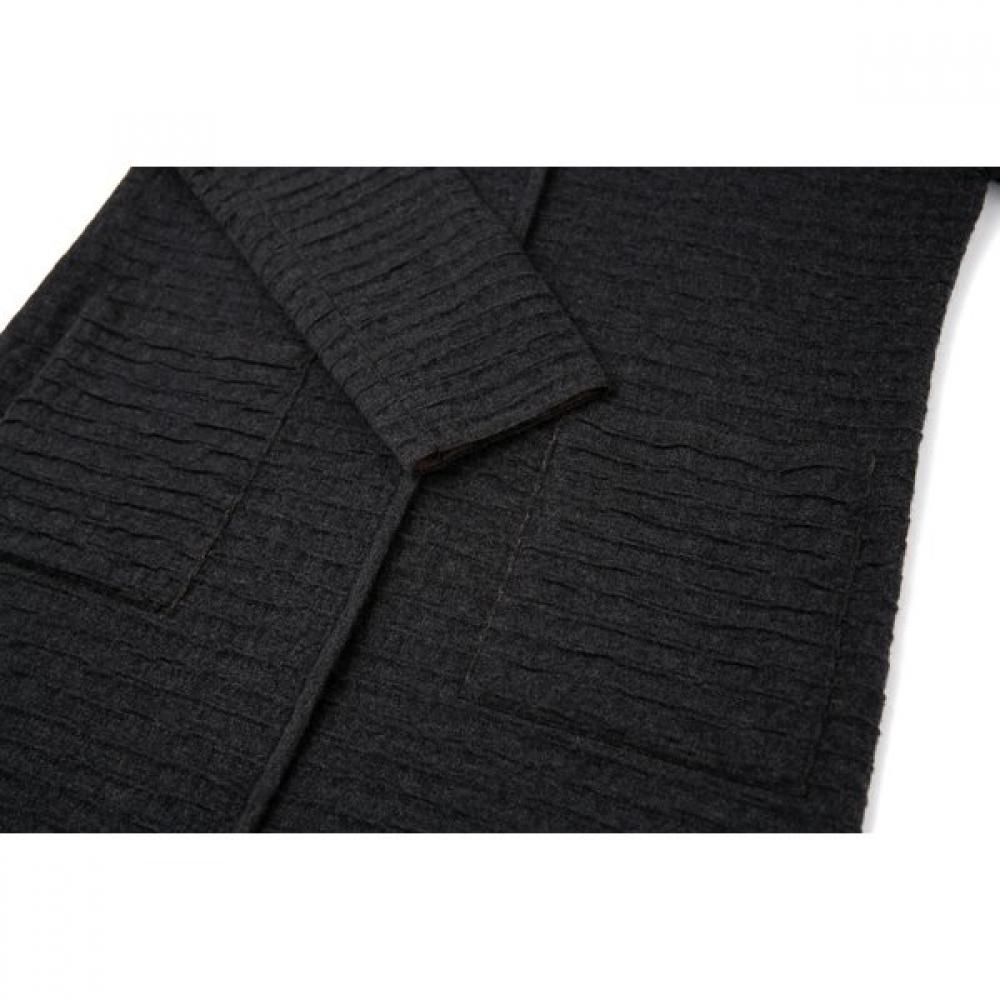 FURINA Hoodie Knit Long Coat Jacquard