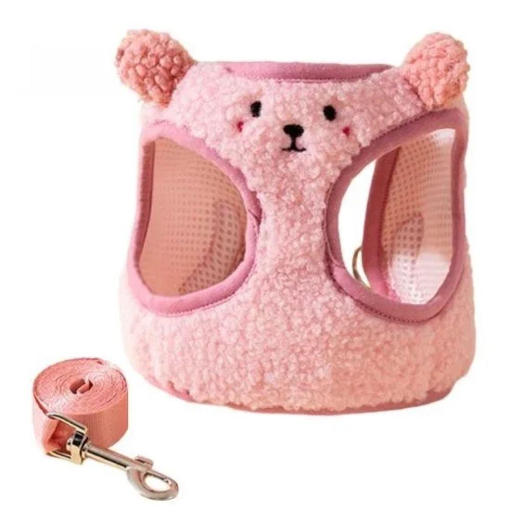 Lamb Velvet Pet Harness Leash Adjustable Vest Dog Walking Rope Pet Chest Strap Set  French Bulldog