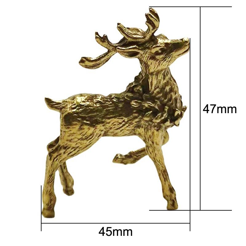 Vintage Animal Brass Deer Ornament Statue Miniature Figurines Home Office Tabletop Decoration Accessories