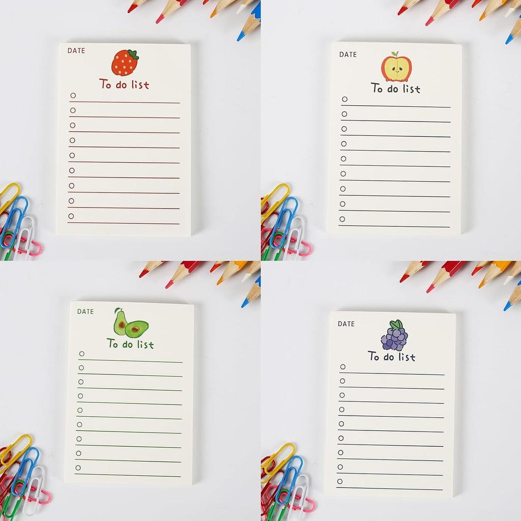 8 pack Cute Patter to Do List Notepads, to Do List Note pad, Cute Fruit Pattern to Do List Planner, to Do List Memo Stationery for Home Office
