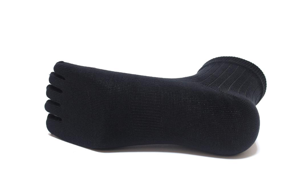 Finger for Outdoor Set Sizes Men's Five-Toe Socks, Cotton, Ankle-Length, Crew-Length, Sports, Activities, Trekking, 5-Pair (Black (5 Pairs) - 97BK,