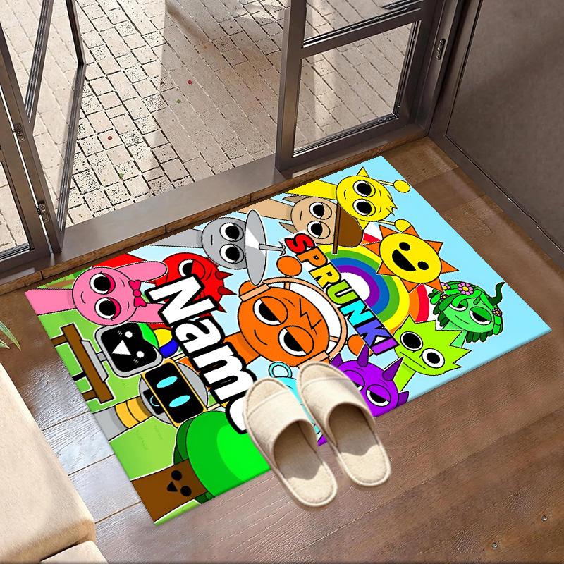 Custom Name Personalized Sprunki Game Print Carpet, Versatile Home Decor Rug, for Playroom, Apartment, Balcony, Entryway, Hallway Gift