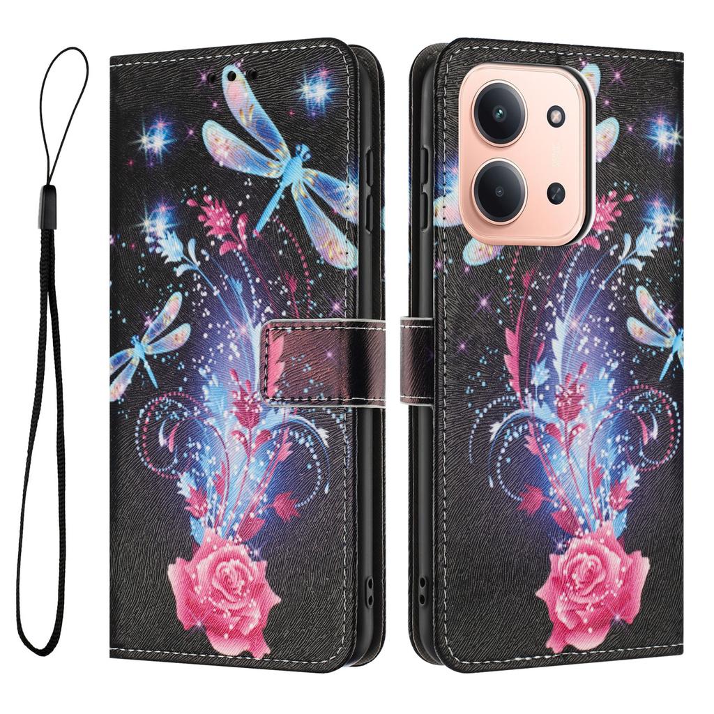 For Xiaomi Redmi 15C 4G (Global) (171mm)/Xiaomi Poco C85 4G Wallet Case Pattern Printing PU Leather Phone Cover with Lanyard