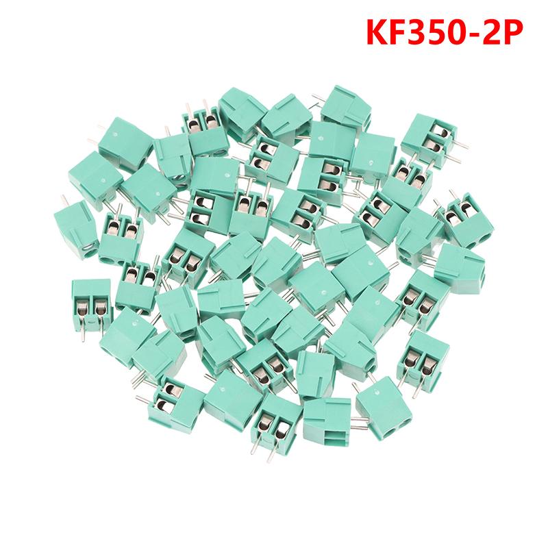 New 50pcs Kf350-2p 3p 3.5mm 300v 10A Pitch 2 3 Pin Spliceable Plug-in PCB Screw Terminal Block Connector FOR 24-18 AWG CABLE