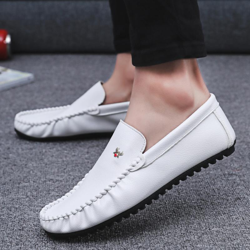

Comfortable lace-up leather casual shoes for men - low-top flat-soled social shoes - men s soft leather slippers 38 белый