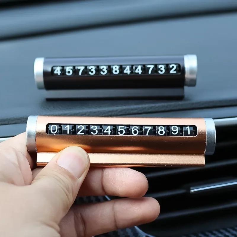 Car Phone Number Plate Temporary Parking Card Aluminum Stickers Rotate Park Stop Temporary Parking Card Auto Accessories
