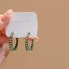 Colorful Color Matching C-Shaped Metal Earrings, Retro Court Style, Beautiful Temperament, Round Ring Stud Earrings.