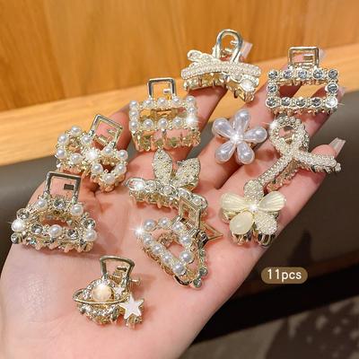 11 Alloy Rhinestone Hair Claws Korean Style Fashionable Hair Clips Suitable for Daily Use As Hair Accessories