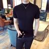 Fashion Brand Summer Short-sleeved Knitted Sweater Men's Half-high Neck Solid Color Slim T-shirt Thin Youth Pullover Top