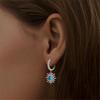 Luxury Female White Green Zircon Stone Hoop Earrings Vintage Fashion Silver Color Wedding  For Women