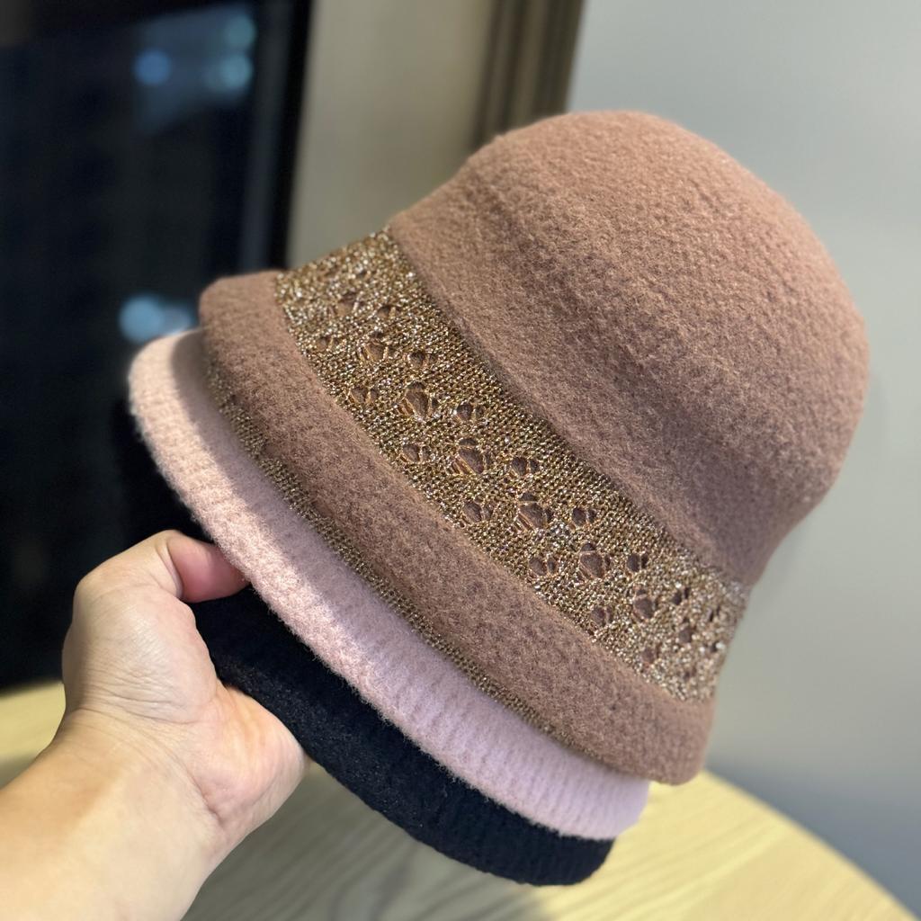 Korean-style Versatile Knitted Bucket Hat for Women, New Foldable Outdoor Breathable Small-face Fisherman Hat for Autumn and Winter