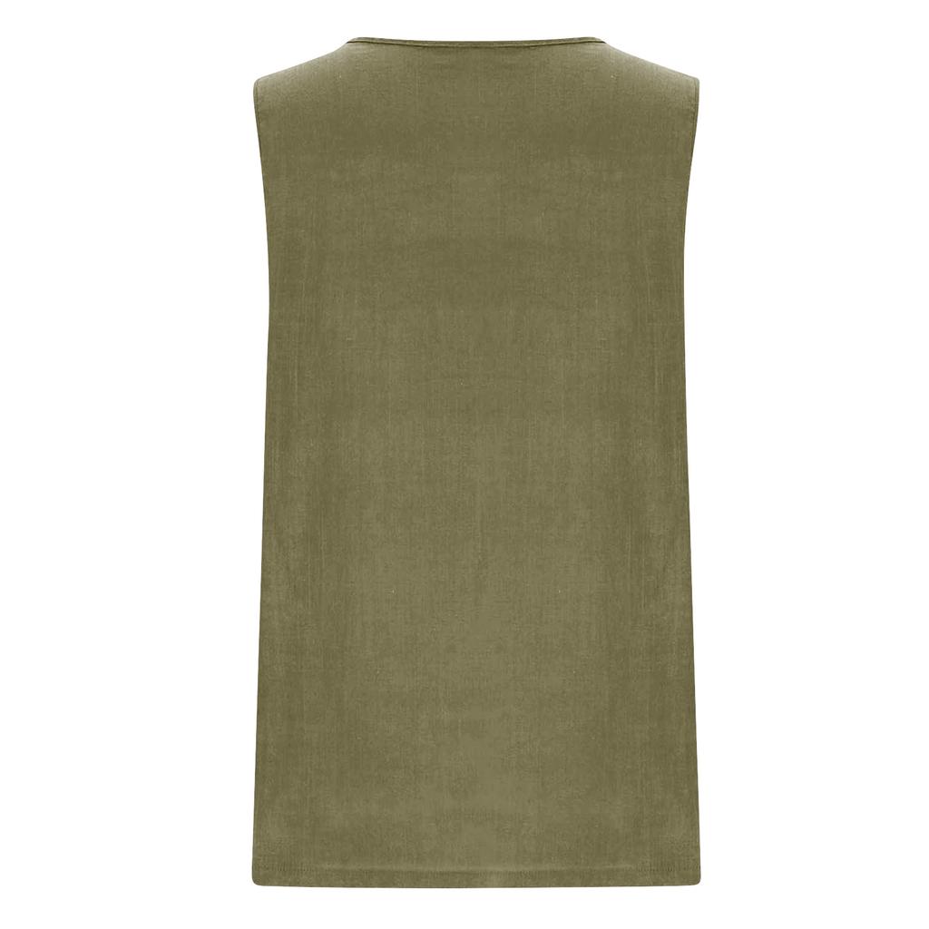 Women's Fashionable And Casual Sleeveless Vest -color Cotton And Linen Pleated Sleeveless Top T-shirt