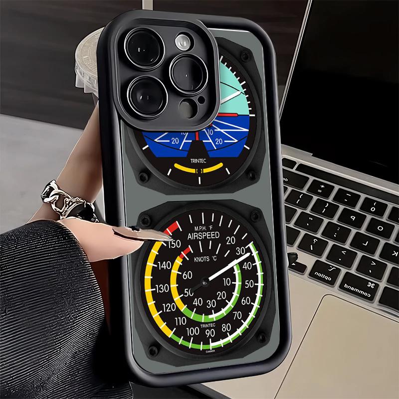 

Aircraft Instrument Cockpit Radar Phone Case for iPhone 16 17 Air 16E 15 Pro Max 14 Plus 13 12 Mini Capa Soft Shell Silicone Fun iPhone16Pro