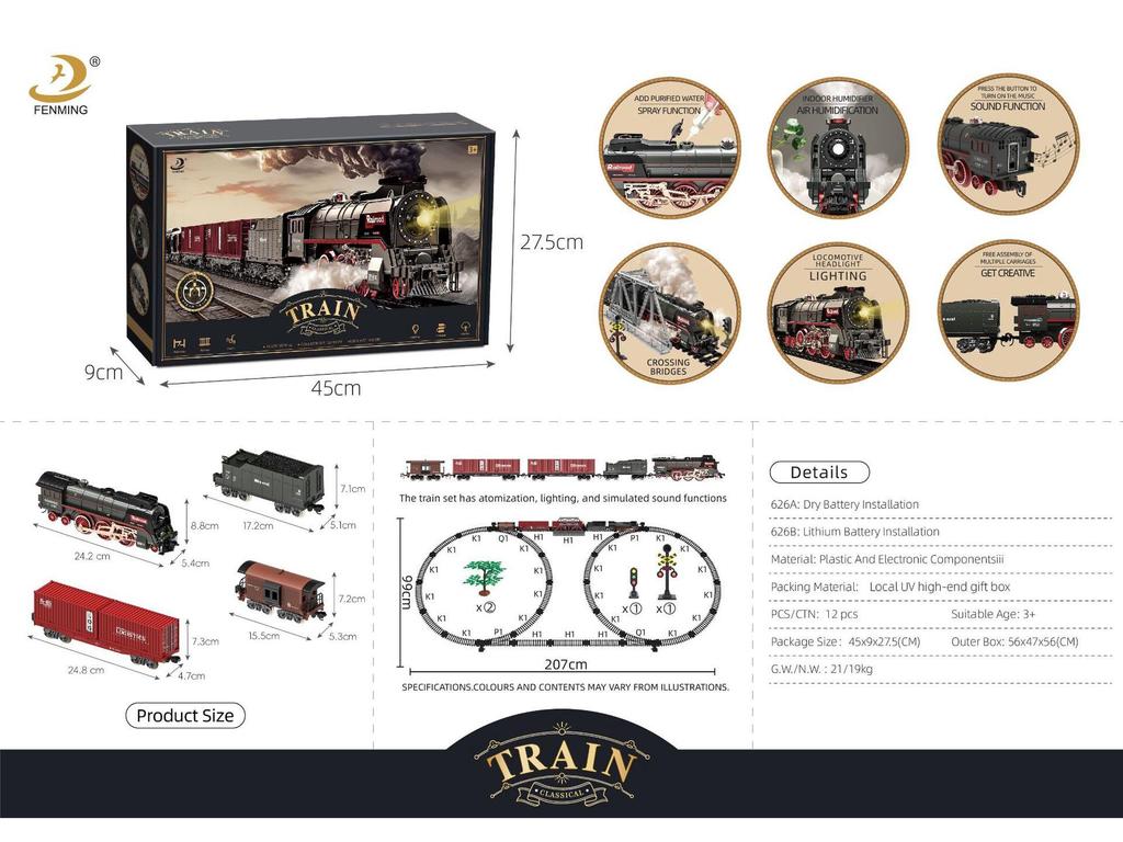 Retro Zestaw Torów Kolei Parowej - Elektryczna Zabawka dla Dzieci