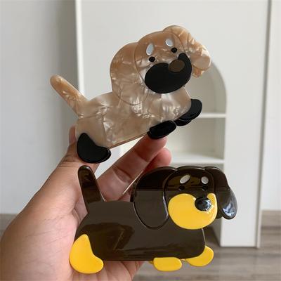 1pc Cute Cartoon Doggy Acetate Splicing Hair Clip, Small Group Creative Design Hair Grab Acetate Shark Clip, New Hair Accessory