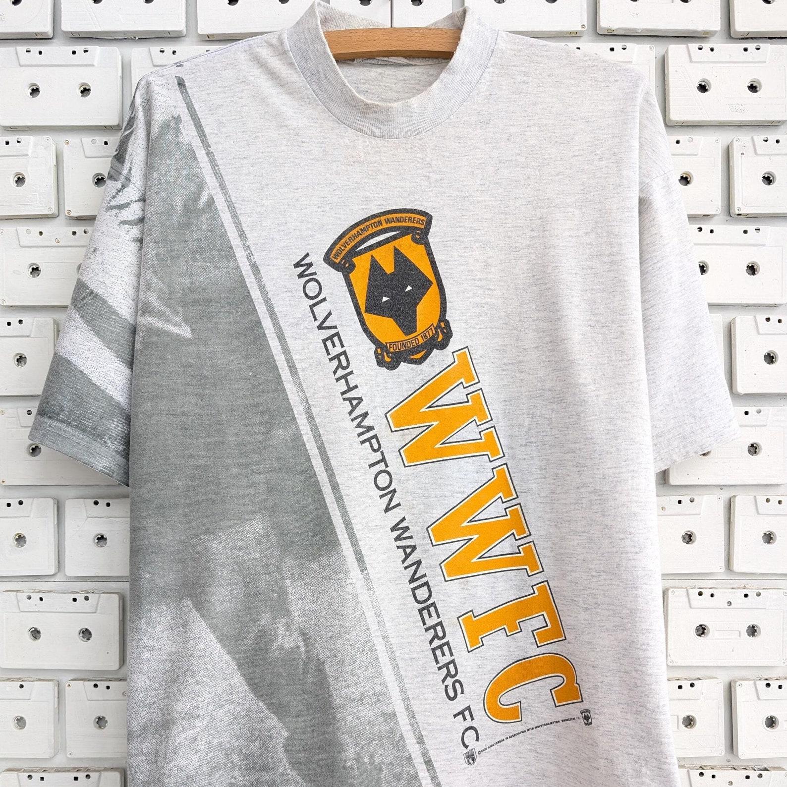 Vintage 90s 00s FC Wolverhampton Wanderers T shirt WWFC Wolves Football Soccer Club Merch Tee Size Short M S