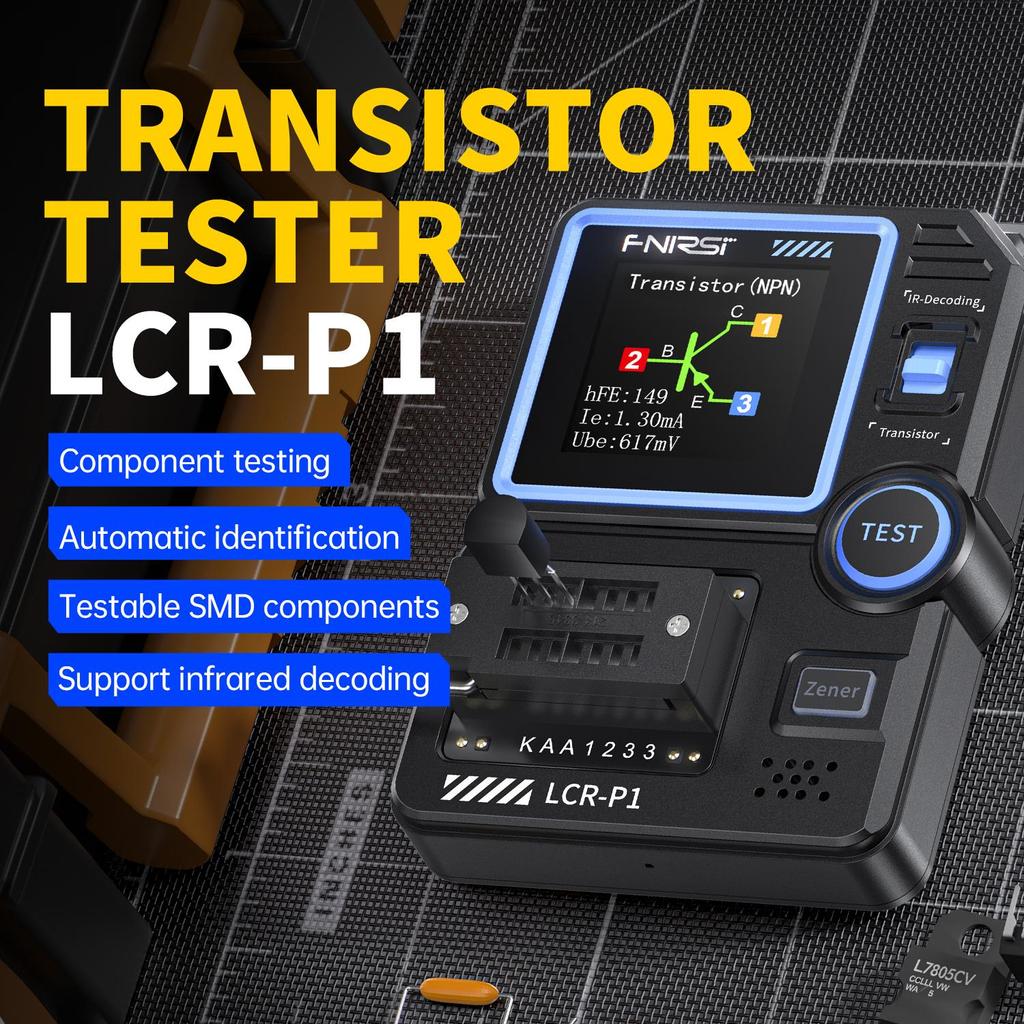 FNIRSI LCR-P1 Tester tranzistorů Multimetr Dioda Trioda Kapacitní Měřič odporu ESR MOSFET IR Multifunkční Anti-burn